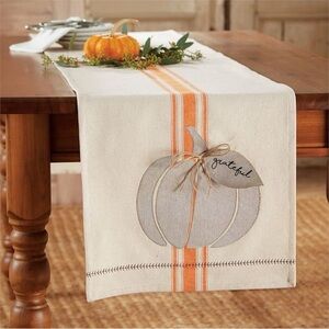Mud Pie Cream and Orange Pumpkin Table Runner